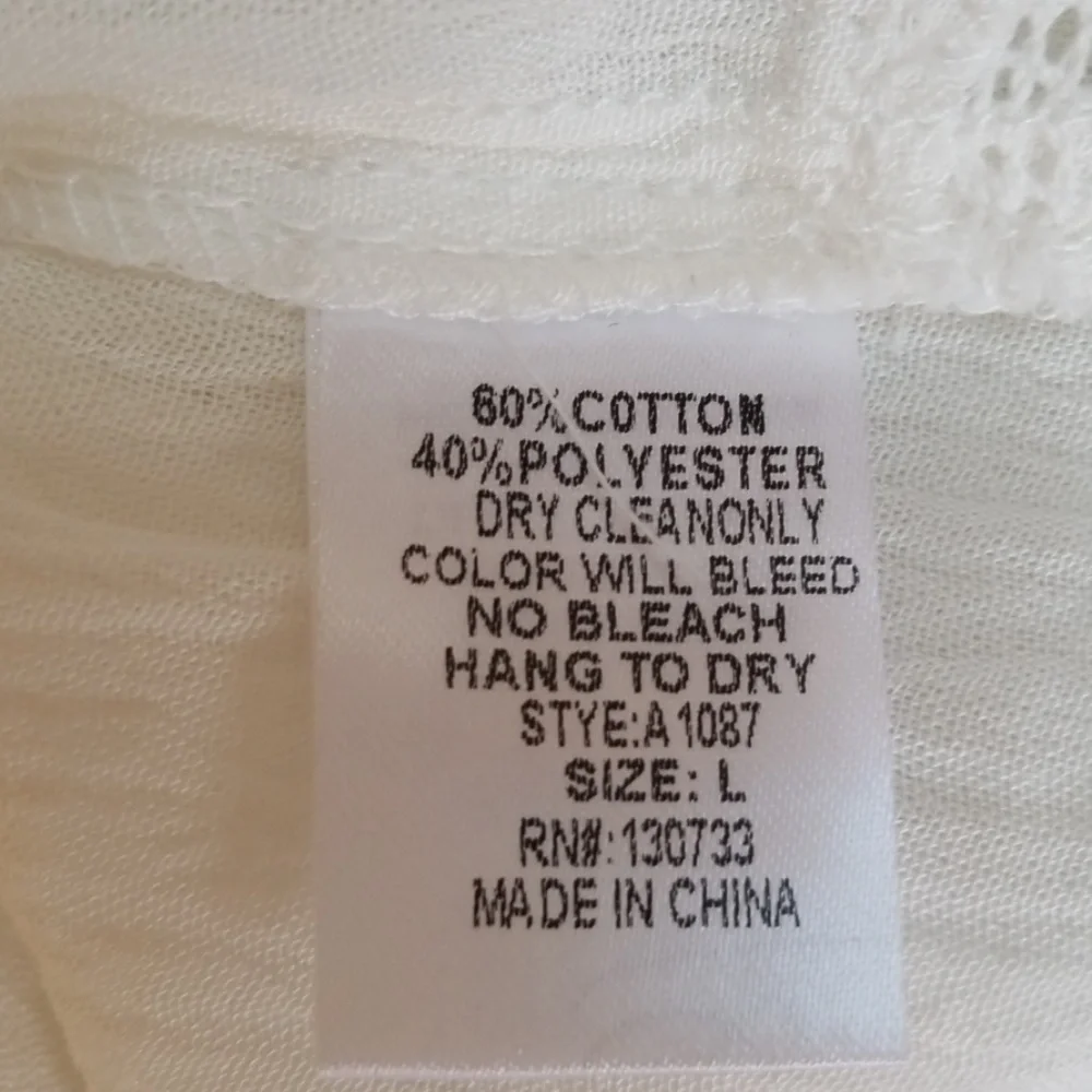 Ungee USA Longsleeve gauze & lace white top blouse - Picture 6 of 8